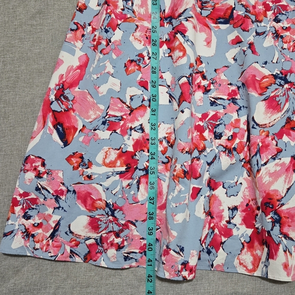 Adrianna Papell Blue Floral Fit and Flare Dress Sleeveless Garden Party Size 18W - Picture 13 of 13